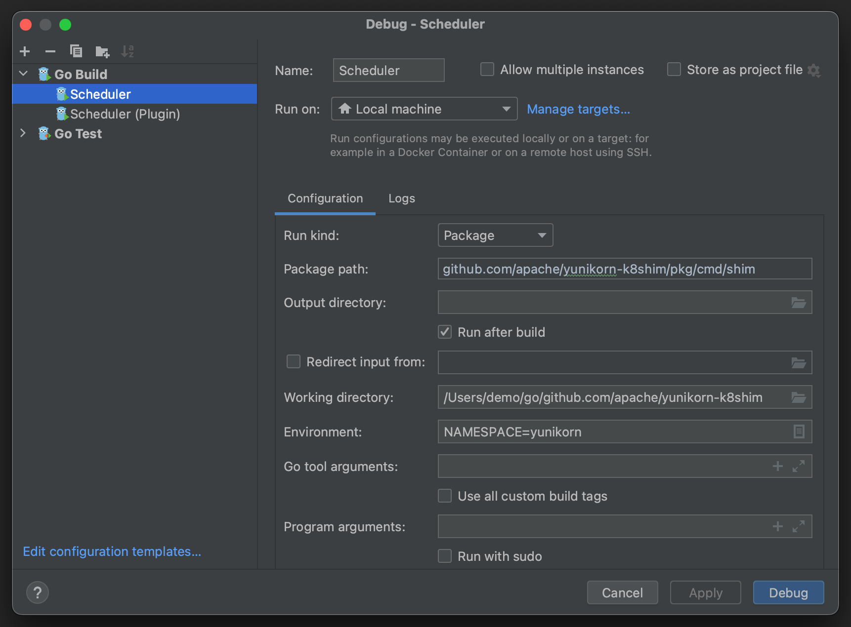 Debug Configuration
